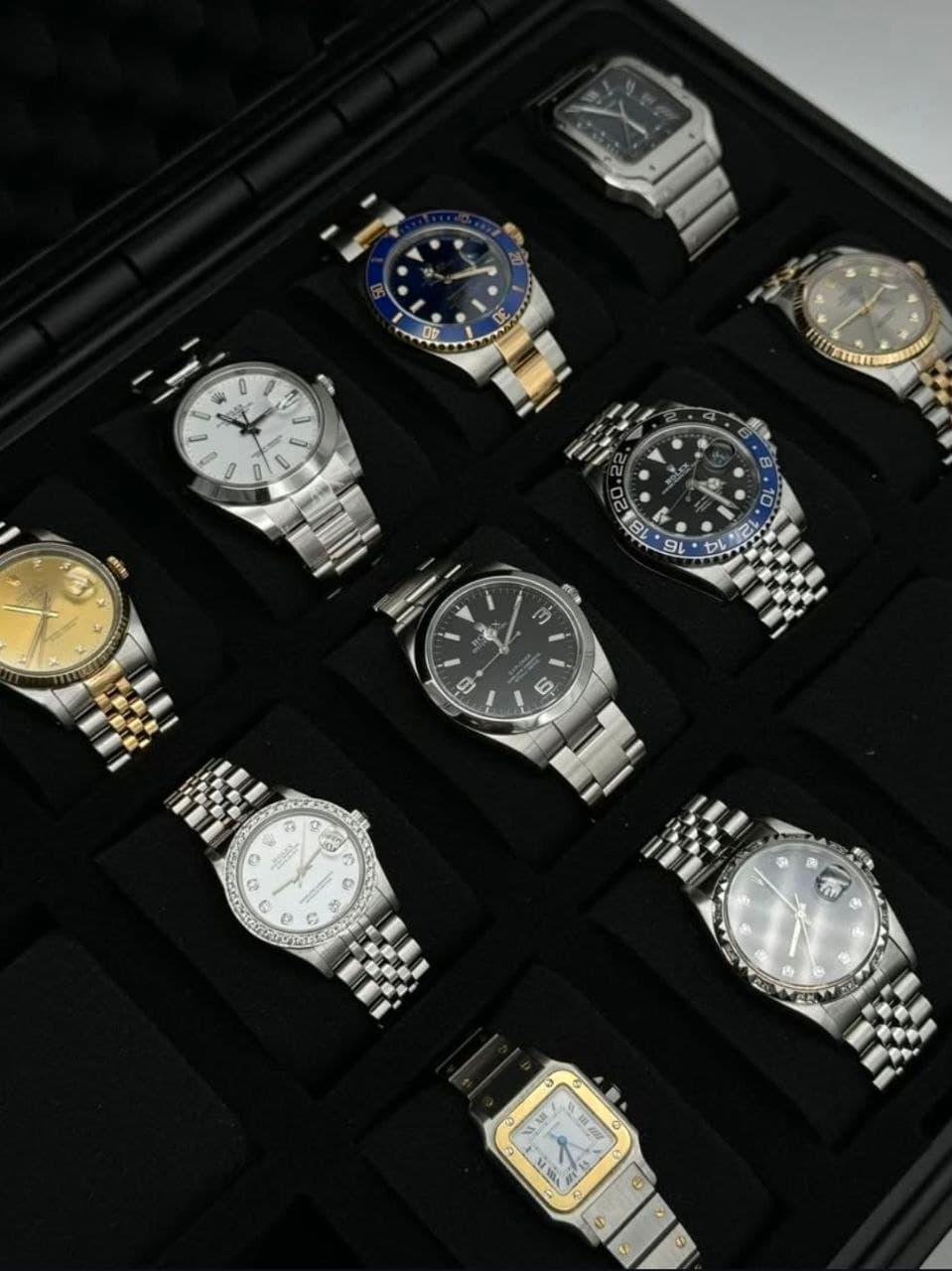 Luxury watches presented in the showroom